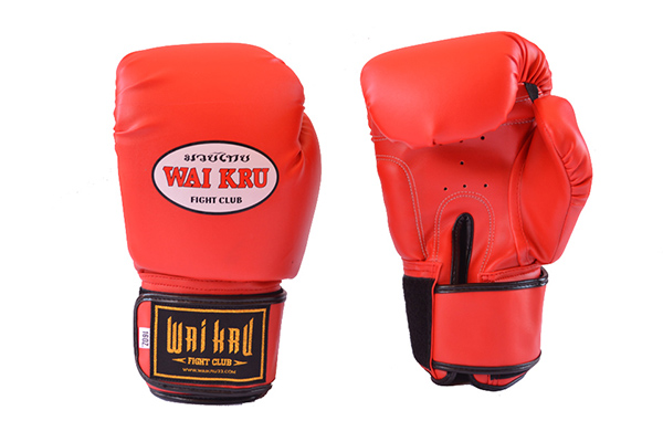 guantes semi piel muay thai wai kru rojo