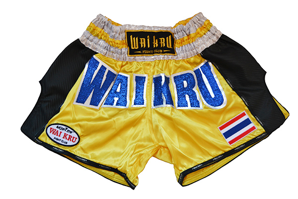 pantalón muay thai carbono wai kru amarillo cintura blanca pantalón muay thai carbono wai kru amarillo cintura blanca