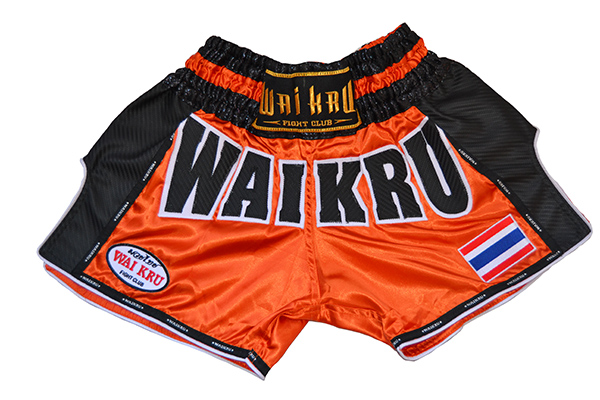 pantalón muay thai carbono wai kru naranja cintura negra pantalón muay thai carbono wai kru naranja cintura negra