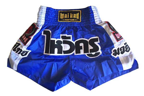 pantalón muay thai tradicional nylon waikru azul pantalón muay thai tradicional nylon waikru azul