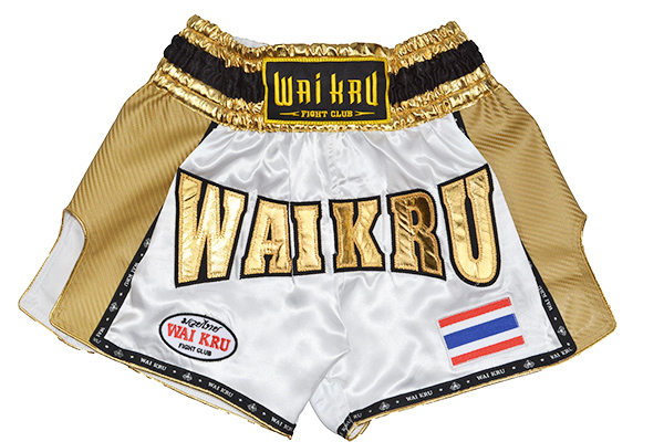 pantalón retro muay thai wai kru kevlar blanco dorado pantalón retro muay thai wai kru kevlar blanco dorado