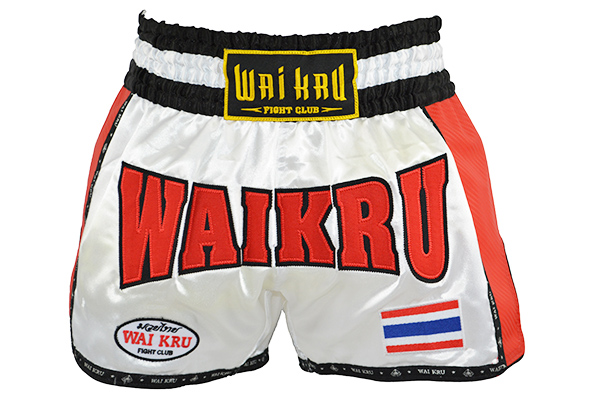 pantalón retro muay thai wai kru kevlar blanco rojo entero pantalón retro muay thai wai kru kevlar blanco rojo entero