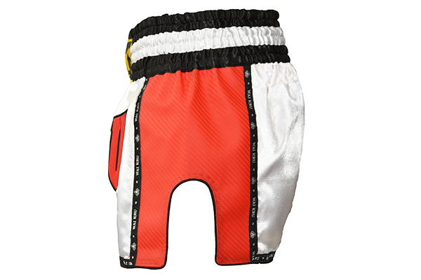 pantalón retro muay thai wai kru kevlar blanco rojo lado