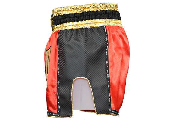 pantalón retro muay thai wai kru kevlar rojo negro lado pantalón retro muay thai wai kru kevlar rojo negro lado