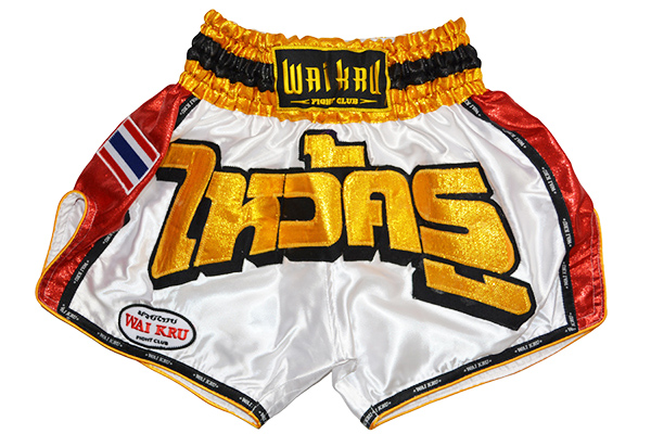 shorts retro muay thai wai kru saten blanco shorts retro muay thai wai kru saten blanco