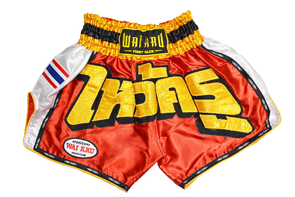 shorts retro muay thai wai kru saten rojo shorts retro muay thai wai kru saten rojo